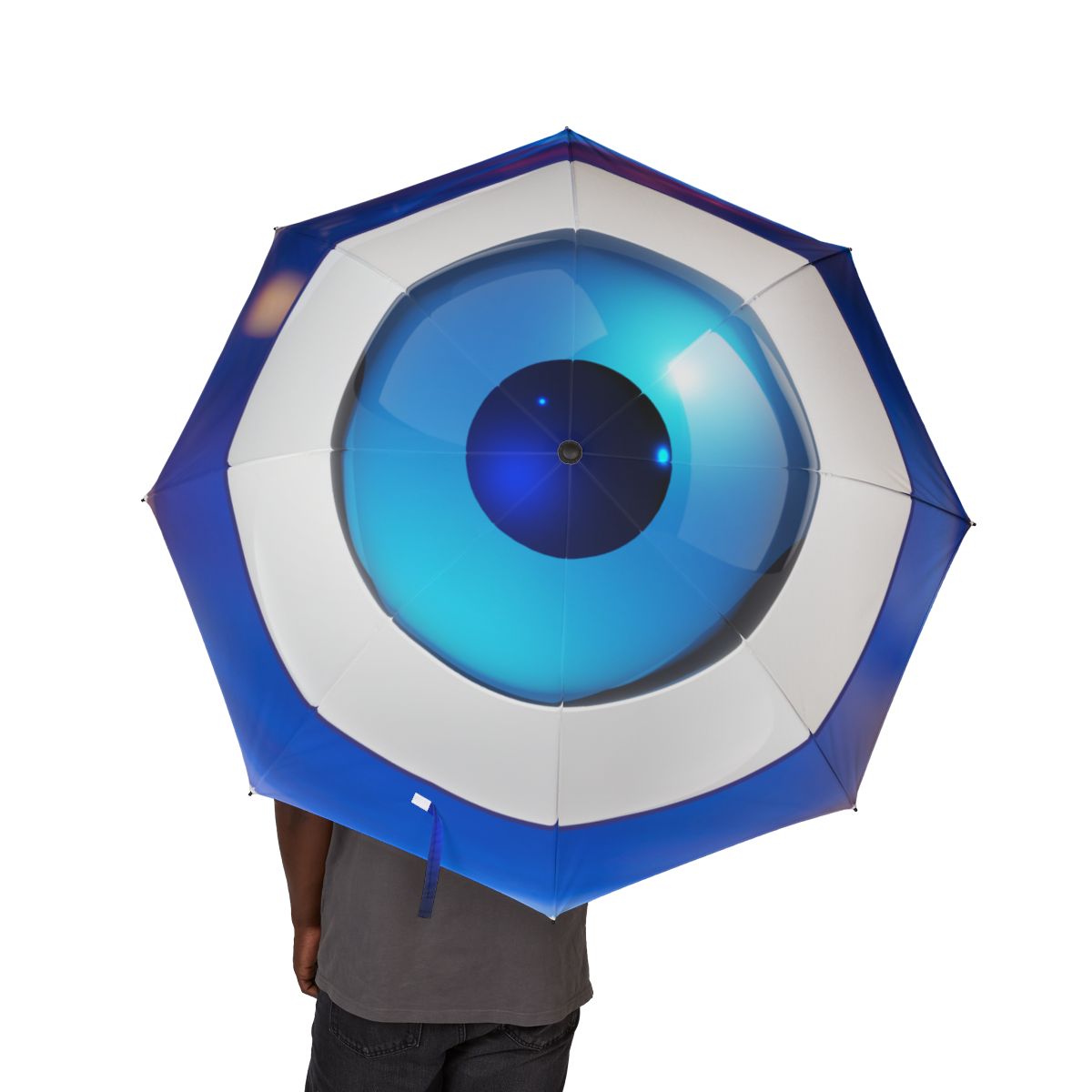 Mati Evil Eye Blue Semi-Automatic Foldable Umbrella