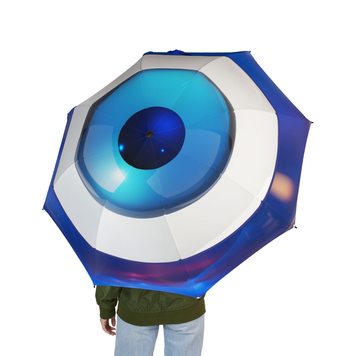 Mati Evil Eye Blue Semi-Automatic Foldable Umbrella