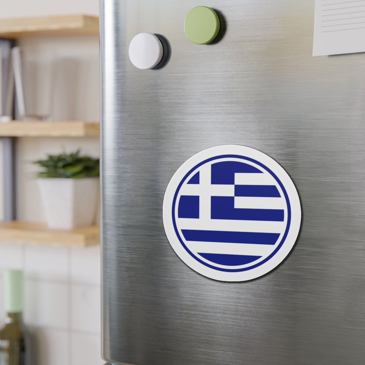 Greek Flag Circle Die-Cut Magnet