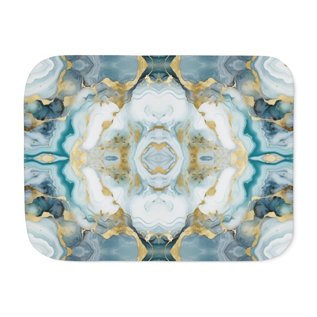 Aqua Green White Gold Sherpa Blanket