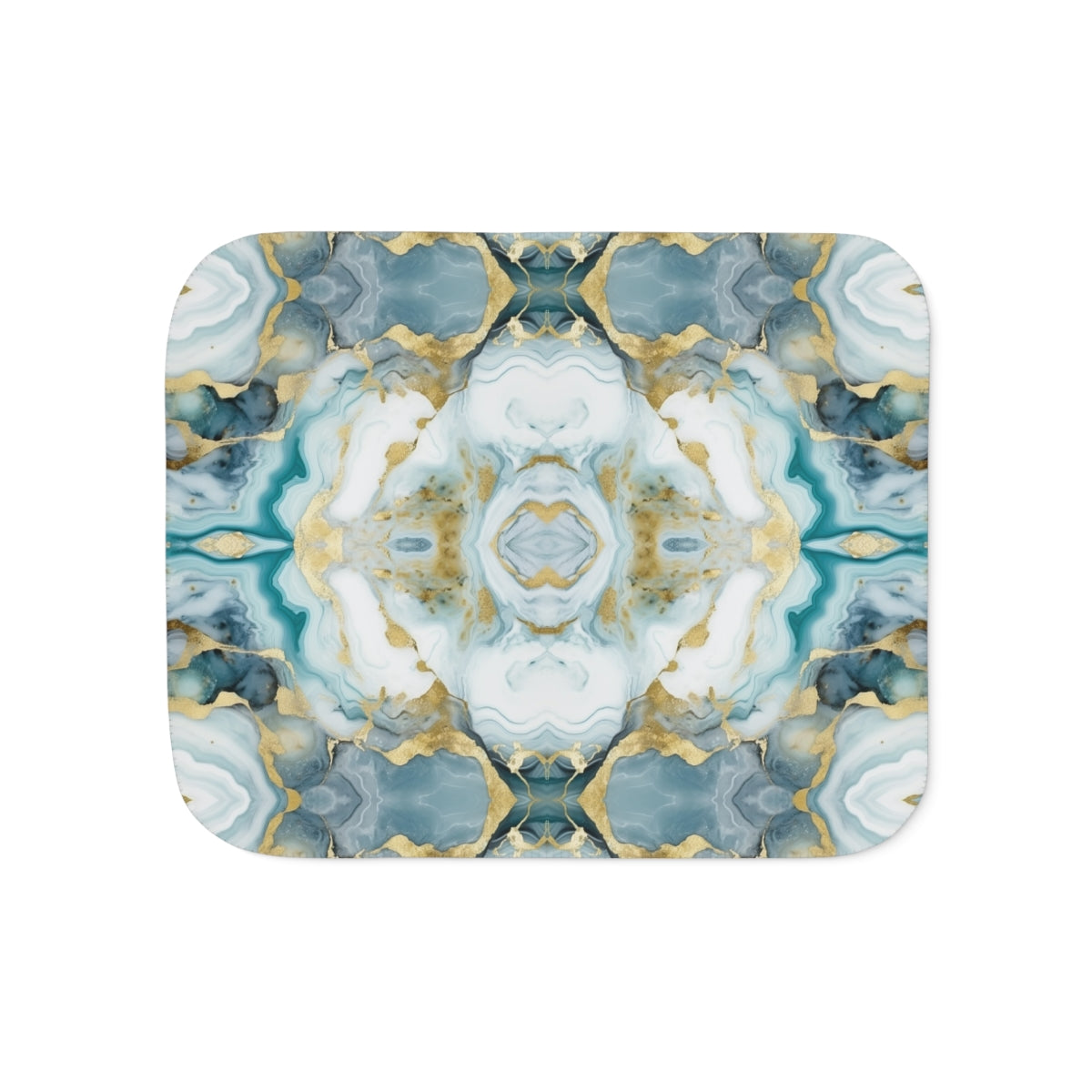 Aqua Green White Gold Sherpa Blanket