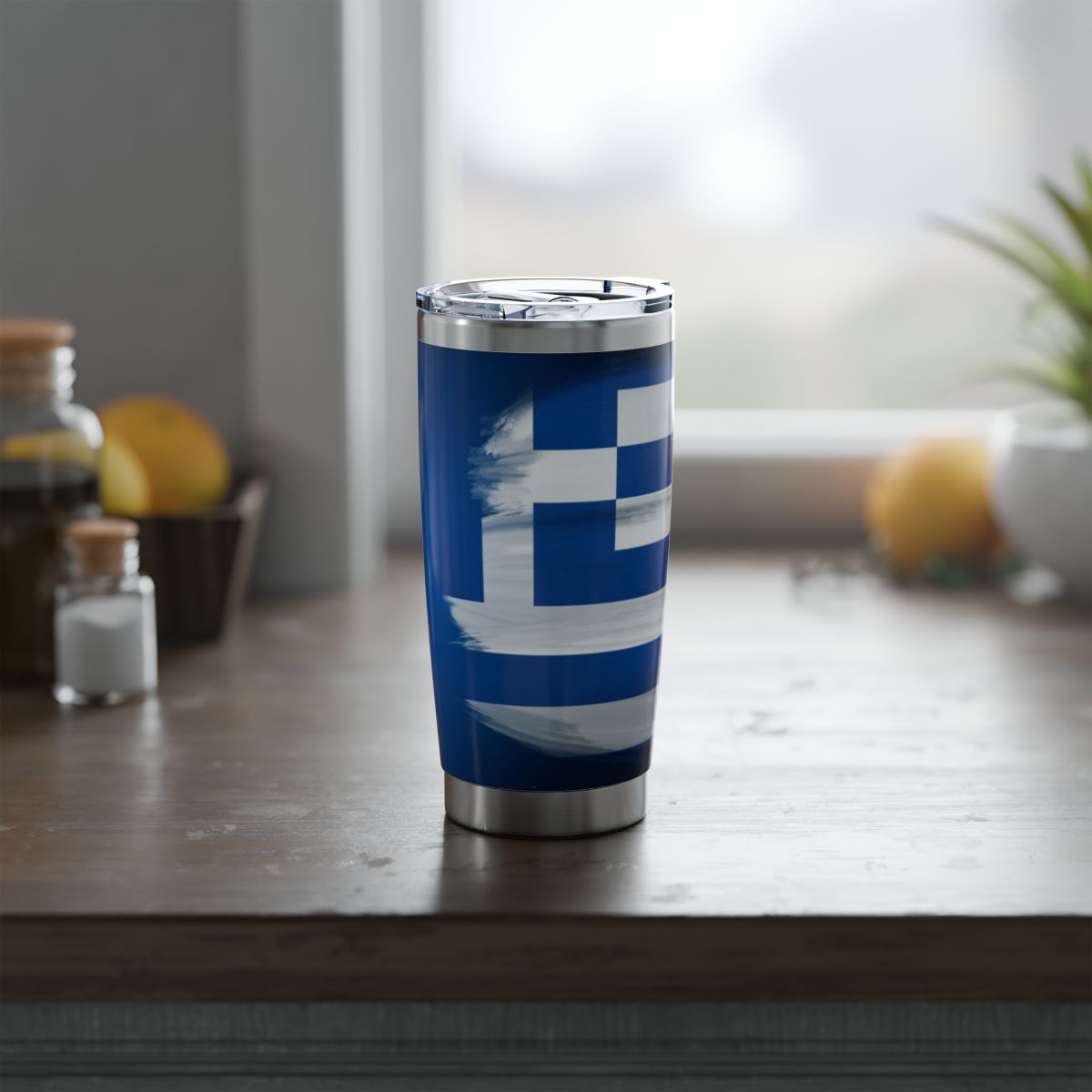 Greece Flag Map 20oz Stainless Steel Tumbler