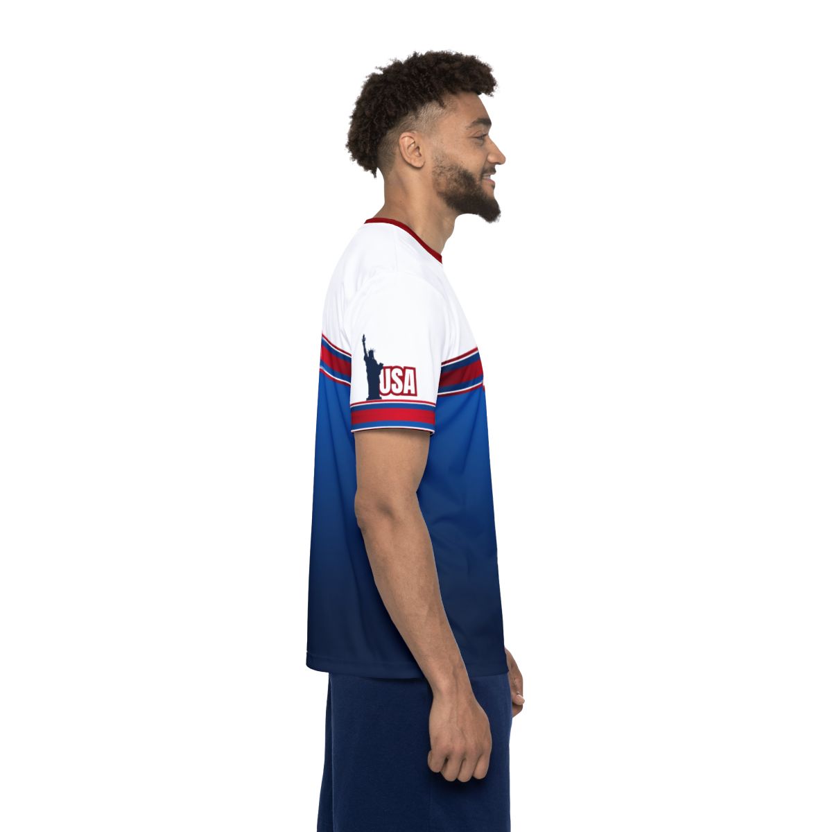 USA Soccer Jersey Blue White Red Trim