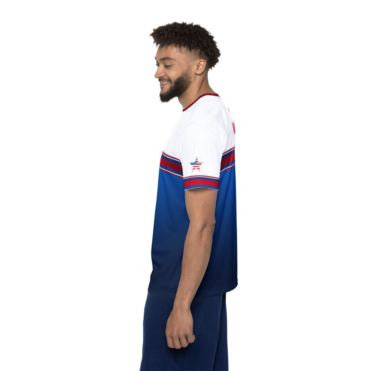 USA Soccer Jersey Blue White Red Trim