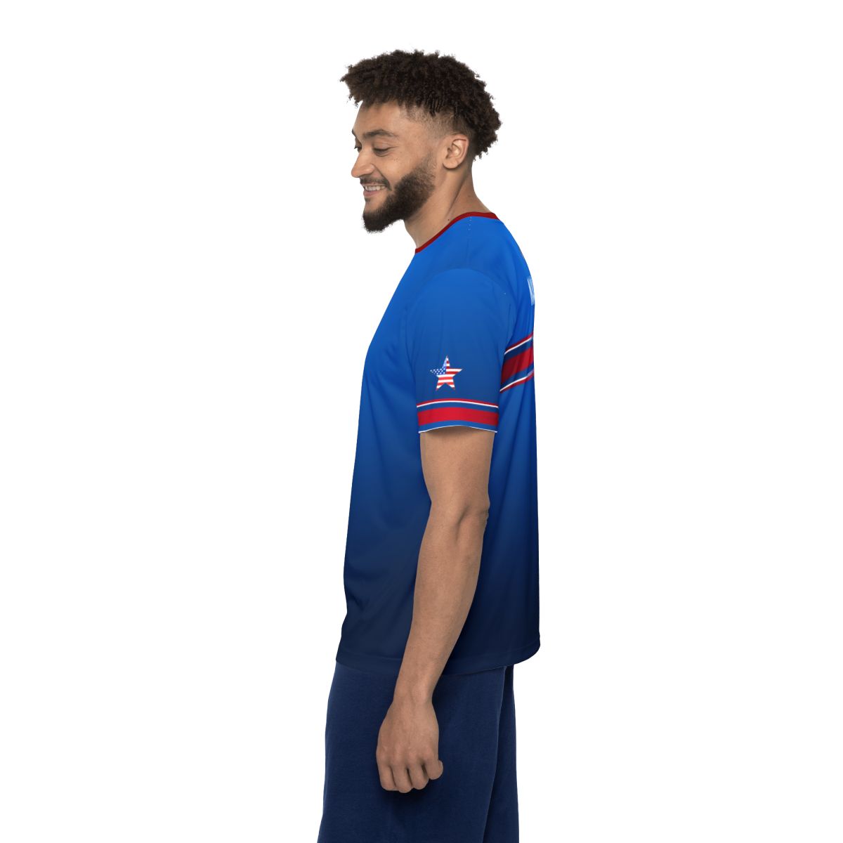 USA Star Soccer Jersey Blue Red Trim