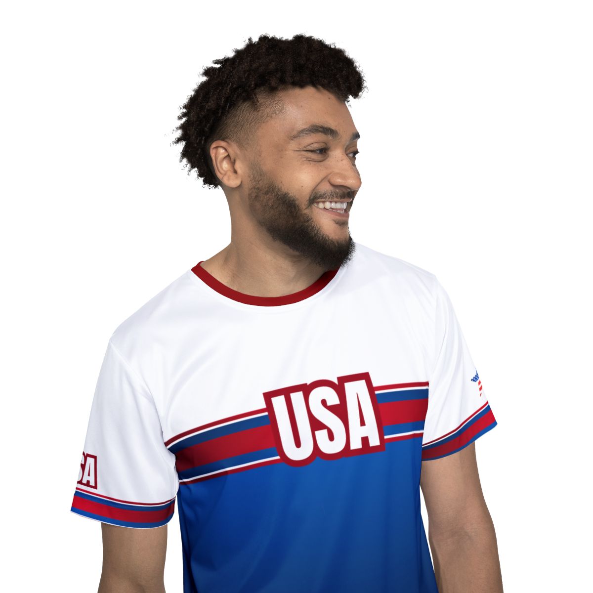 USA Soccer Jersey Blue White Red Trim