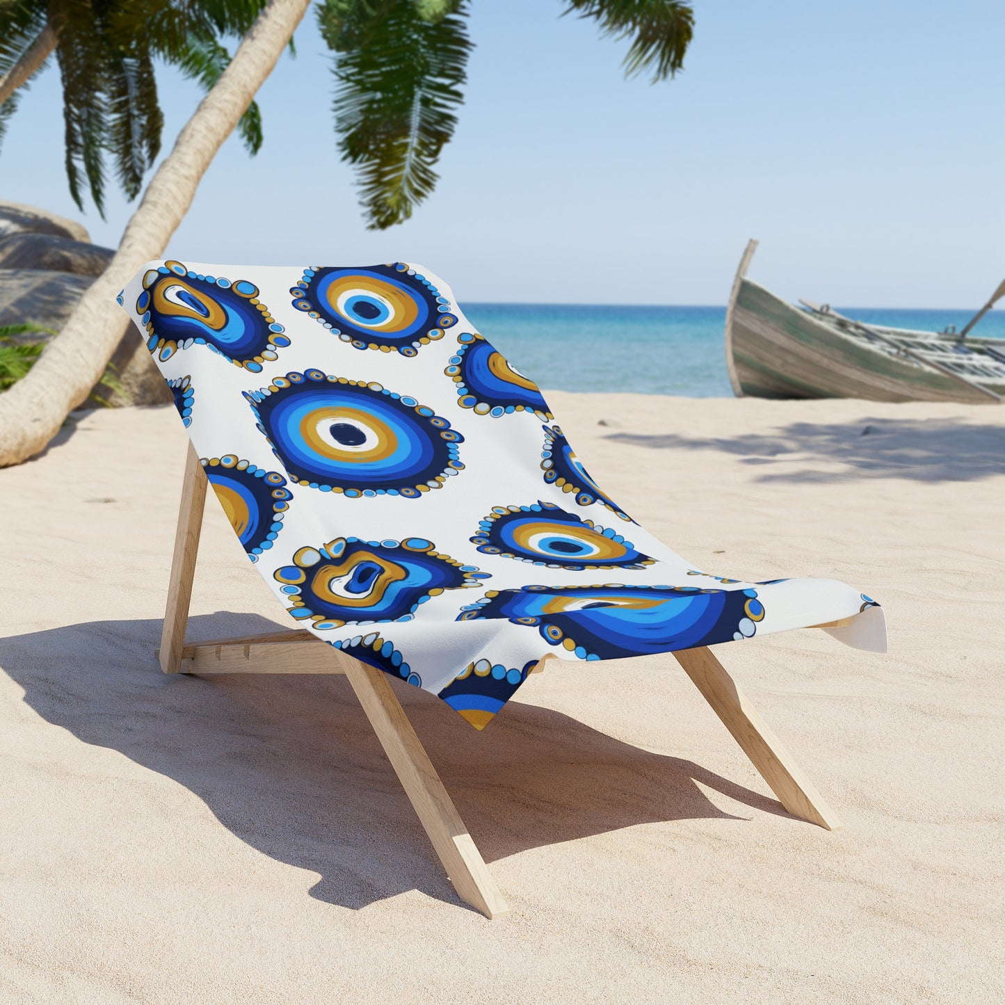 Mati Evil Eye Painted Style Beach Towel