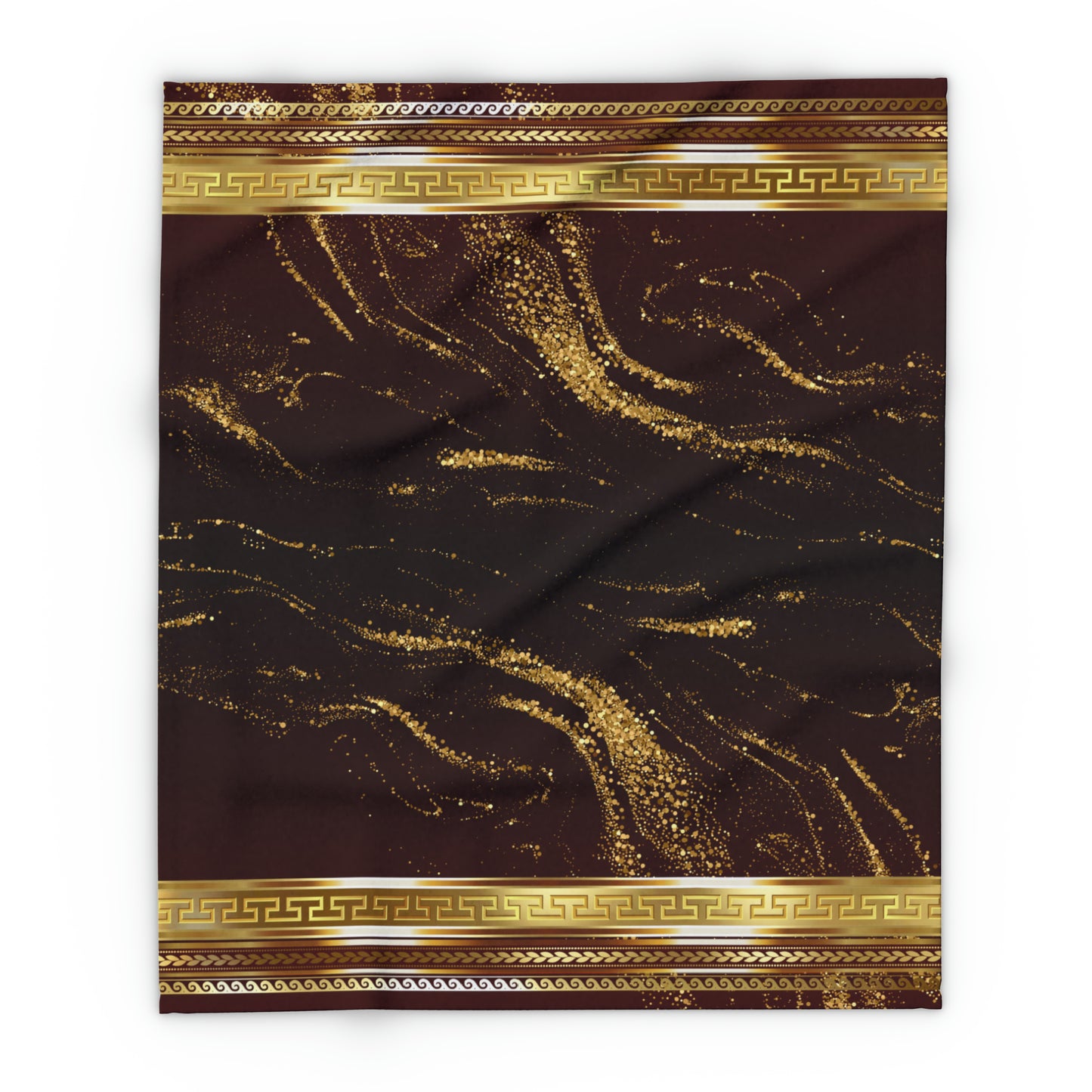 Greek Key Gold Flake Maroon Arctic Fleece Blanket