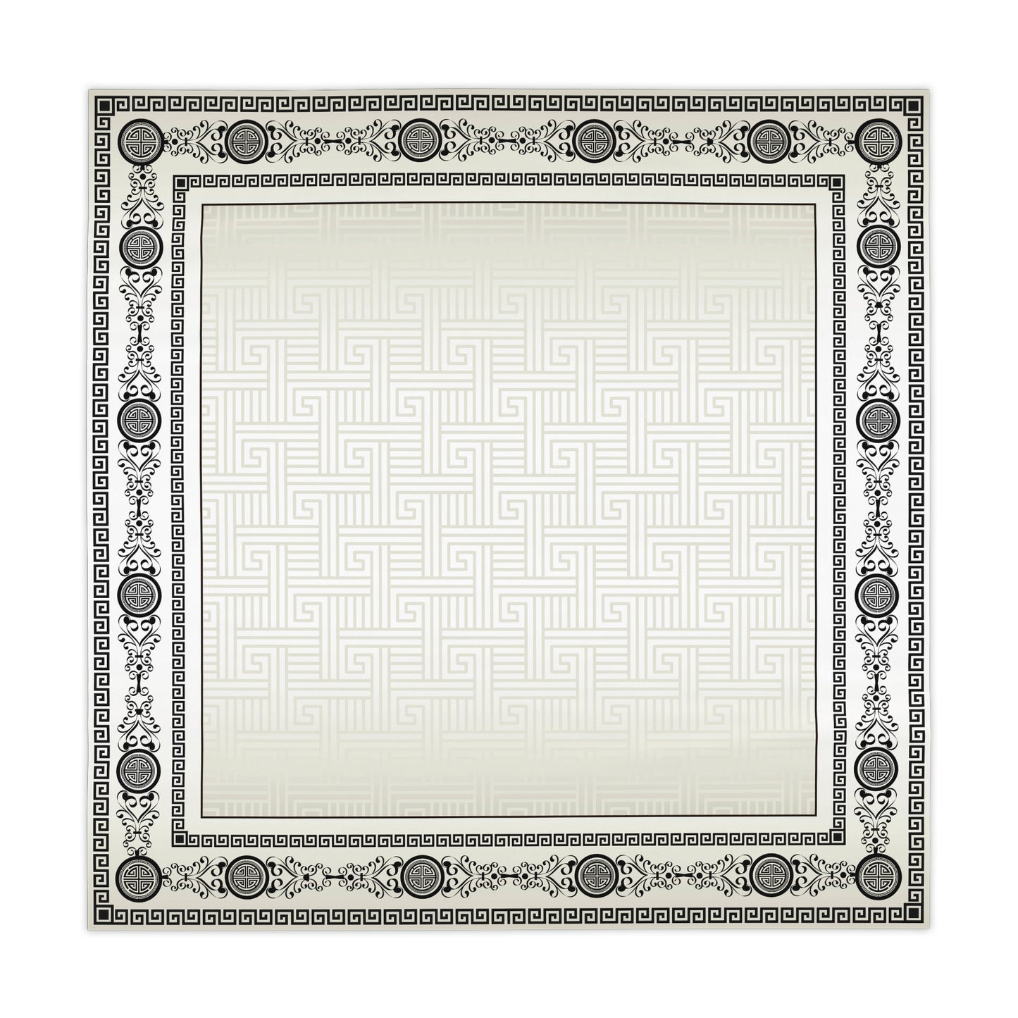 Black Cream Gray Greek Keys Tablecloth