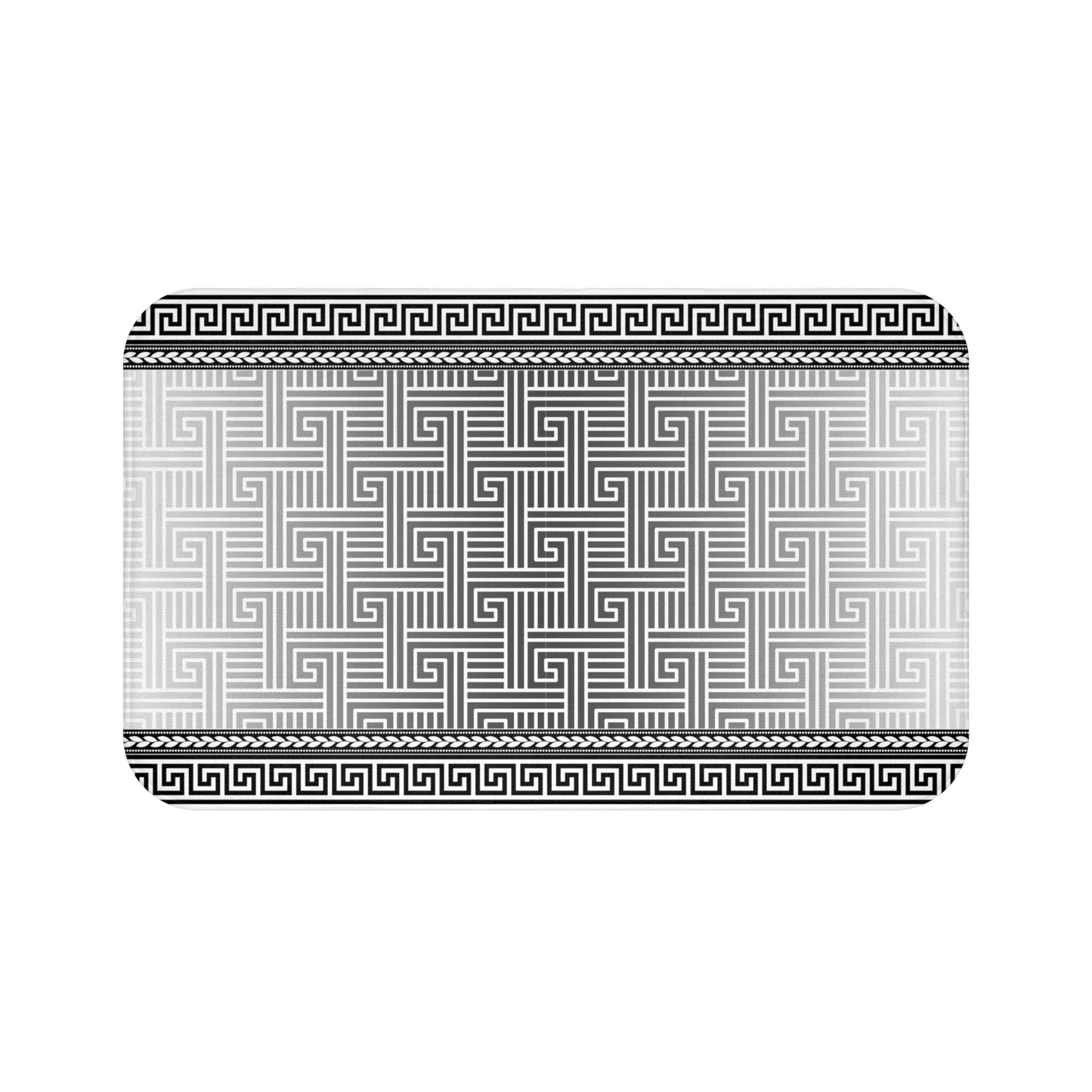 Black Grey White Greek Key Bath Mat