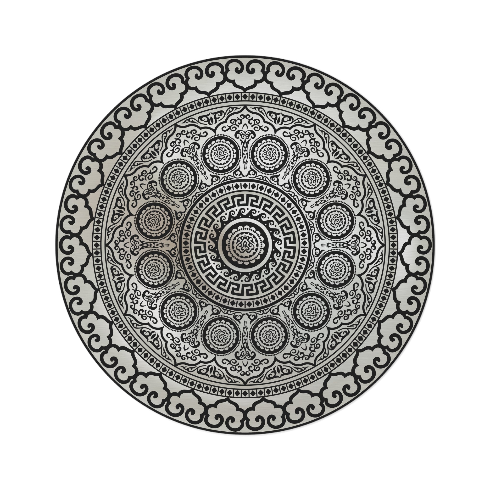 Round Baroque Rug Ornate Baroque Cream Black Greek Key Round Rug – Yiorgos Designs