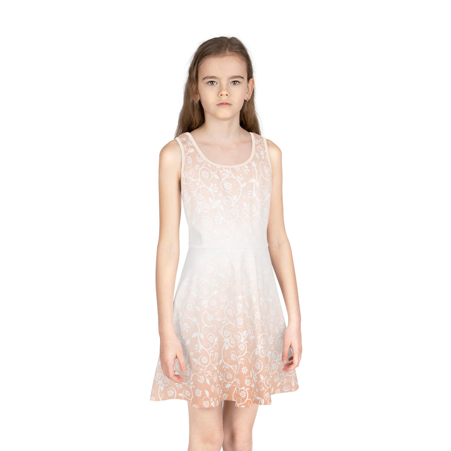 Peach Floral Girls' Sleeveless Sundress Kiki Collection