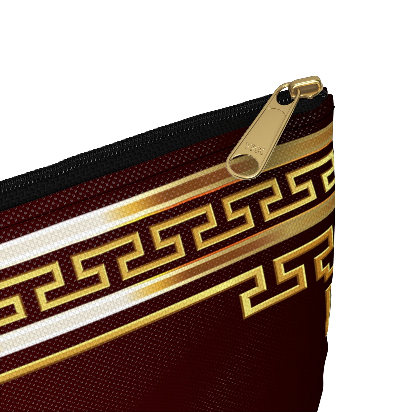 Greek Key Gold Maroon Accessory Pouch