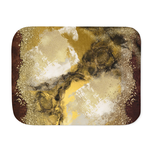 Abstract Gold Maroon Black Sherpa Blanket