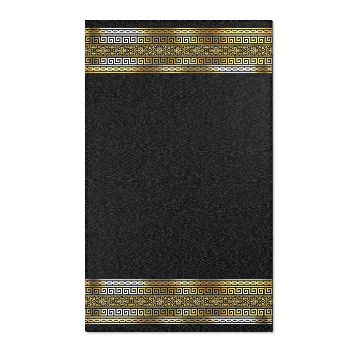 Gold Black Greek Keys Ornate Runner Rug