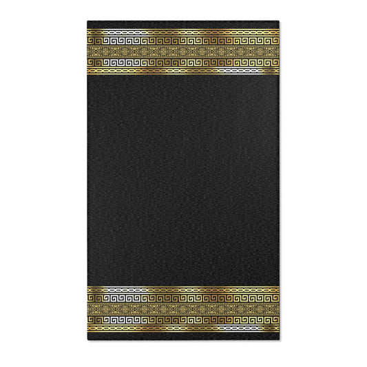 Gold Black Greek Keys Ornate Runner Rug