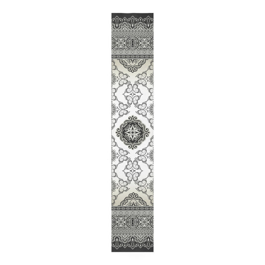 Ornate Baroque Cream Gray Greek KeyTable Runner