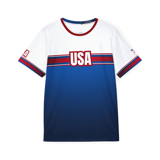 USA Soccer Jersey Blue White Red Trim