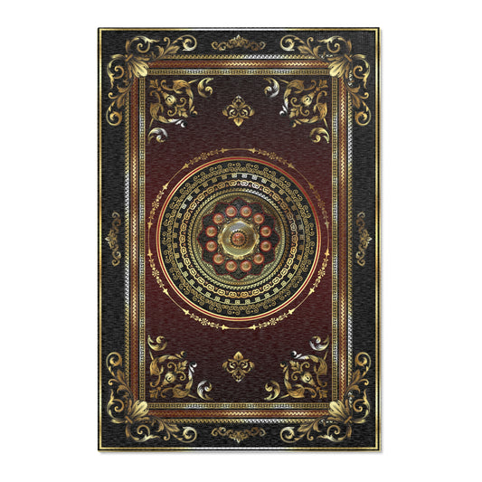 Greek Key Maroon Red Black Gold Ornate Baroque Area Rugs