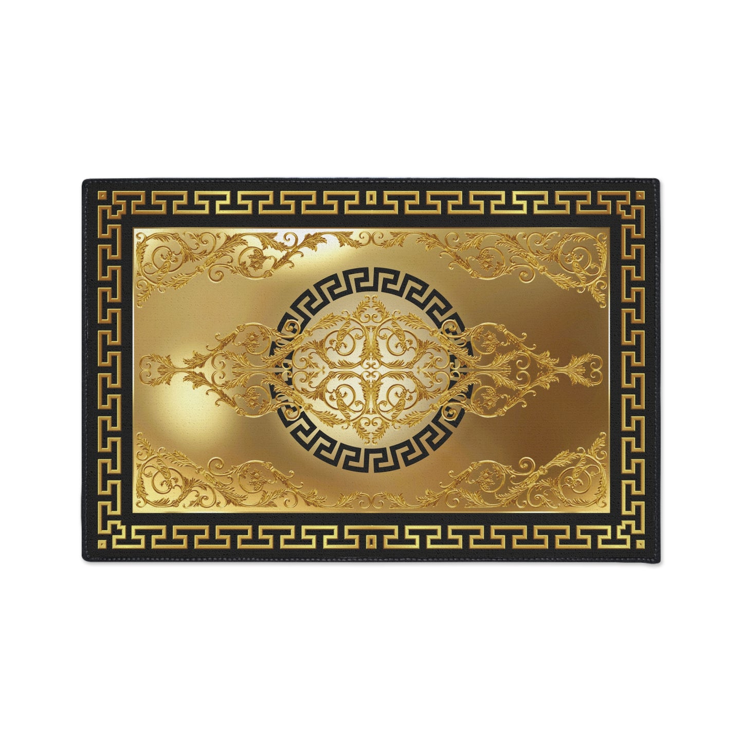 Greek Key Gold Black Baroque Heavy Duty Floor Mat