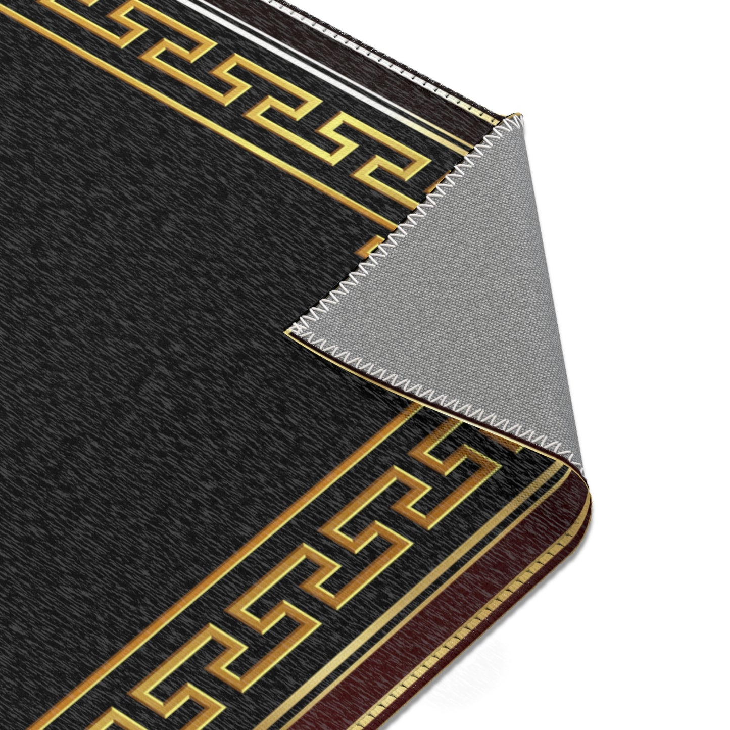 Gold Maroon Greek Key Area Rugs