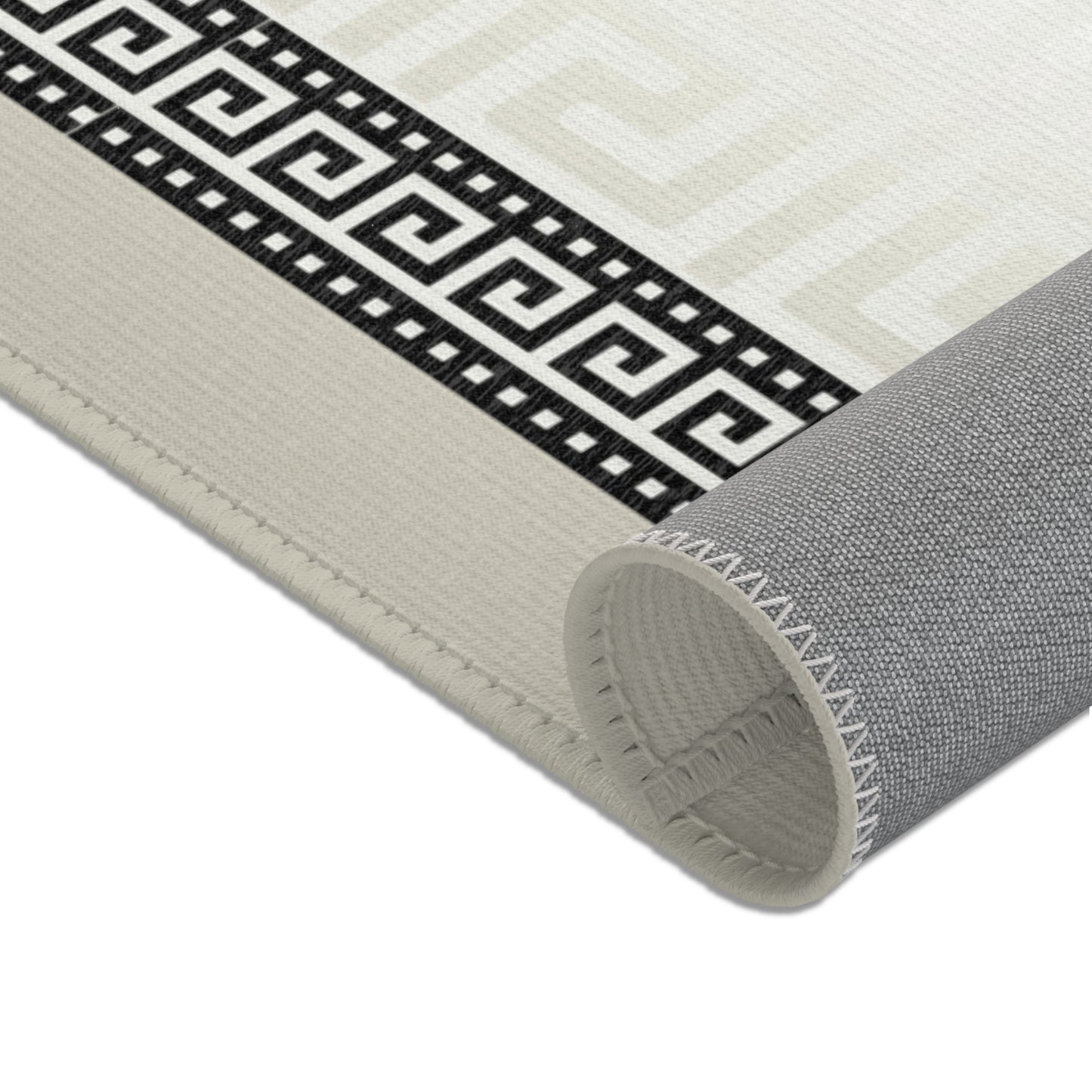 Greek Keys Tan Black Area Rugs