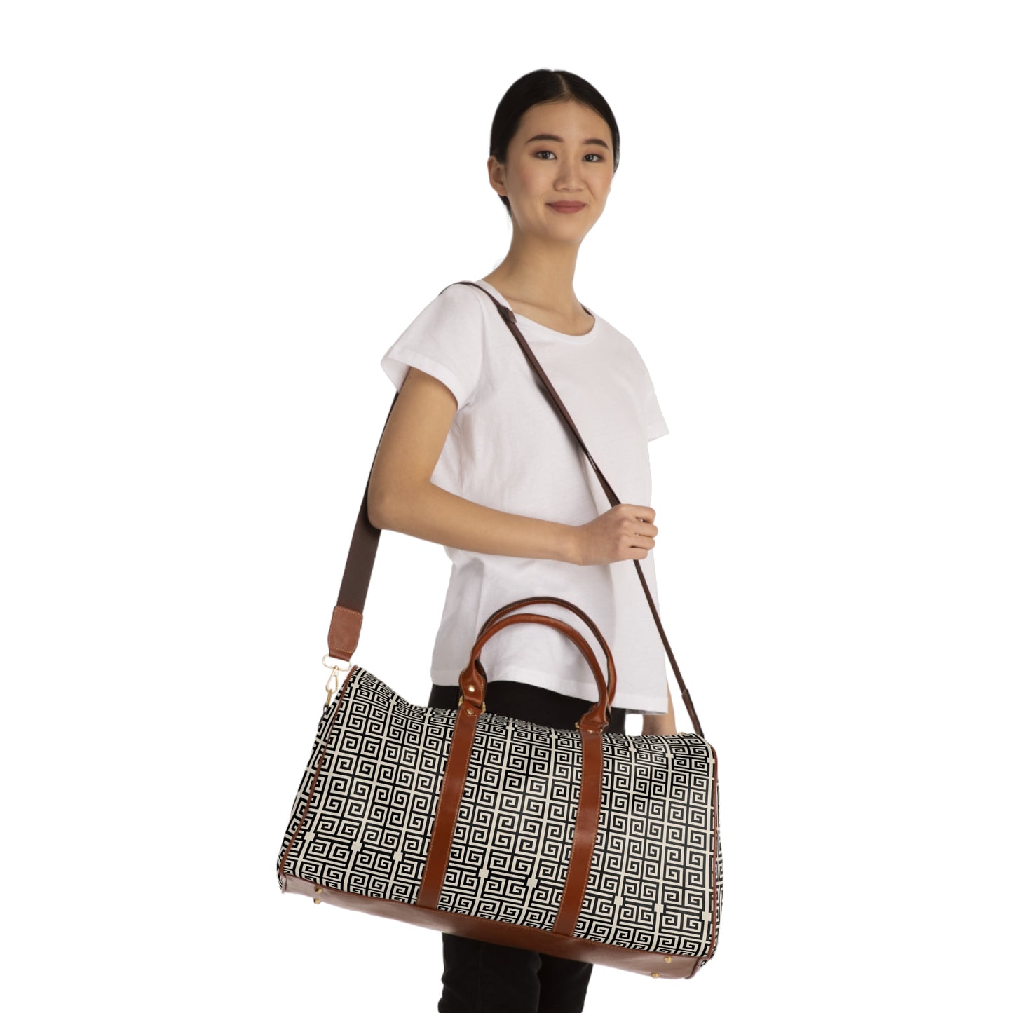 Greek Key Waterproof Travel Bag