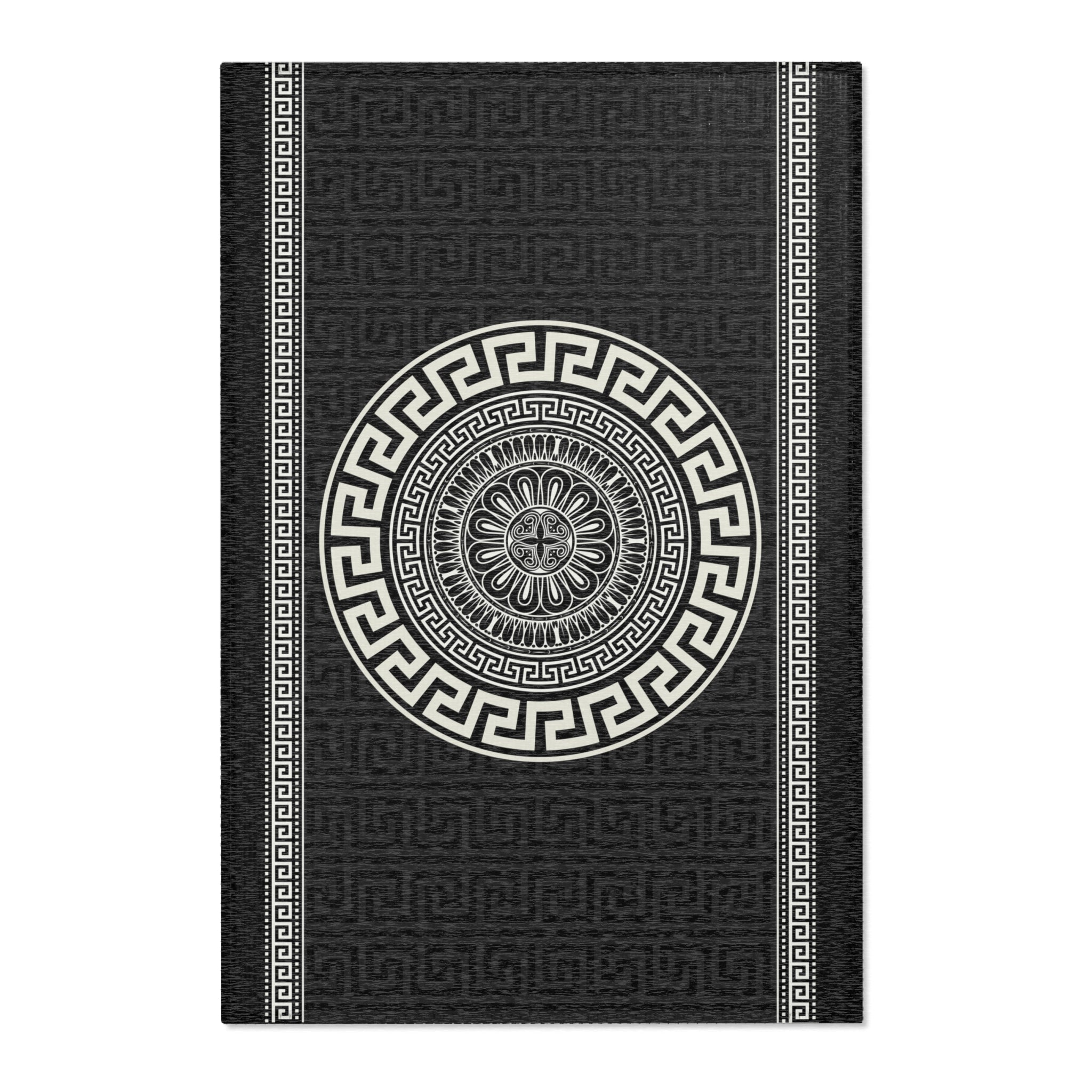 Greek Keys Black Tan Area Rugs – Yiorgos Designs