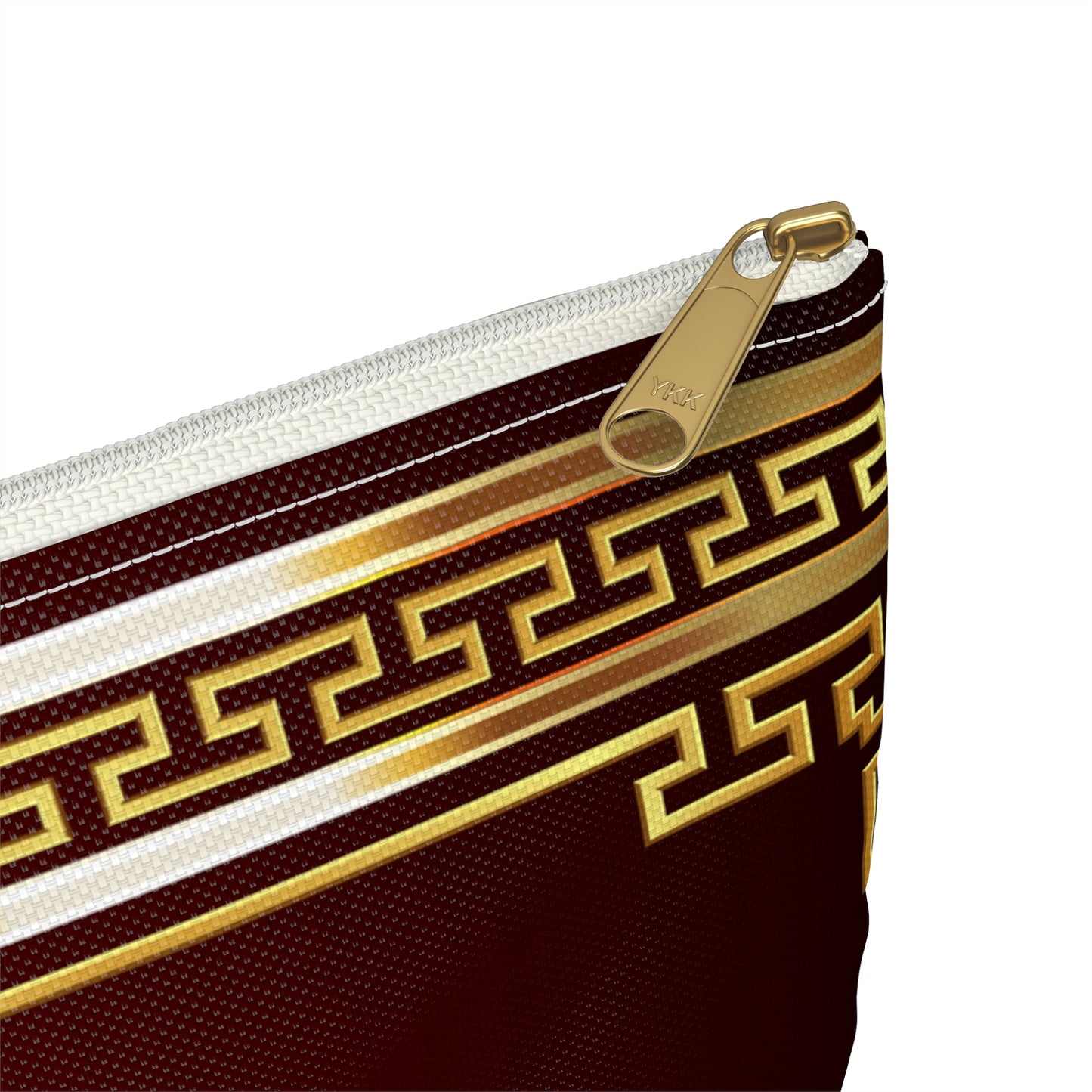 Greek Key Gold Maroon Accessory Pouch