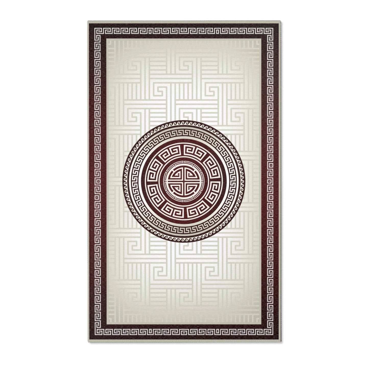 Greek Keys Tan & Maroon Area Rugs