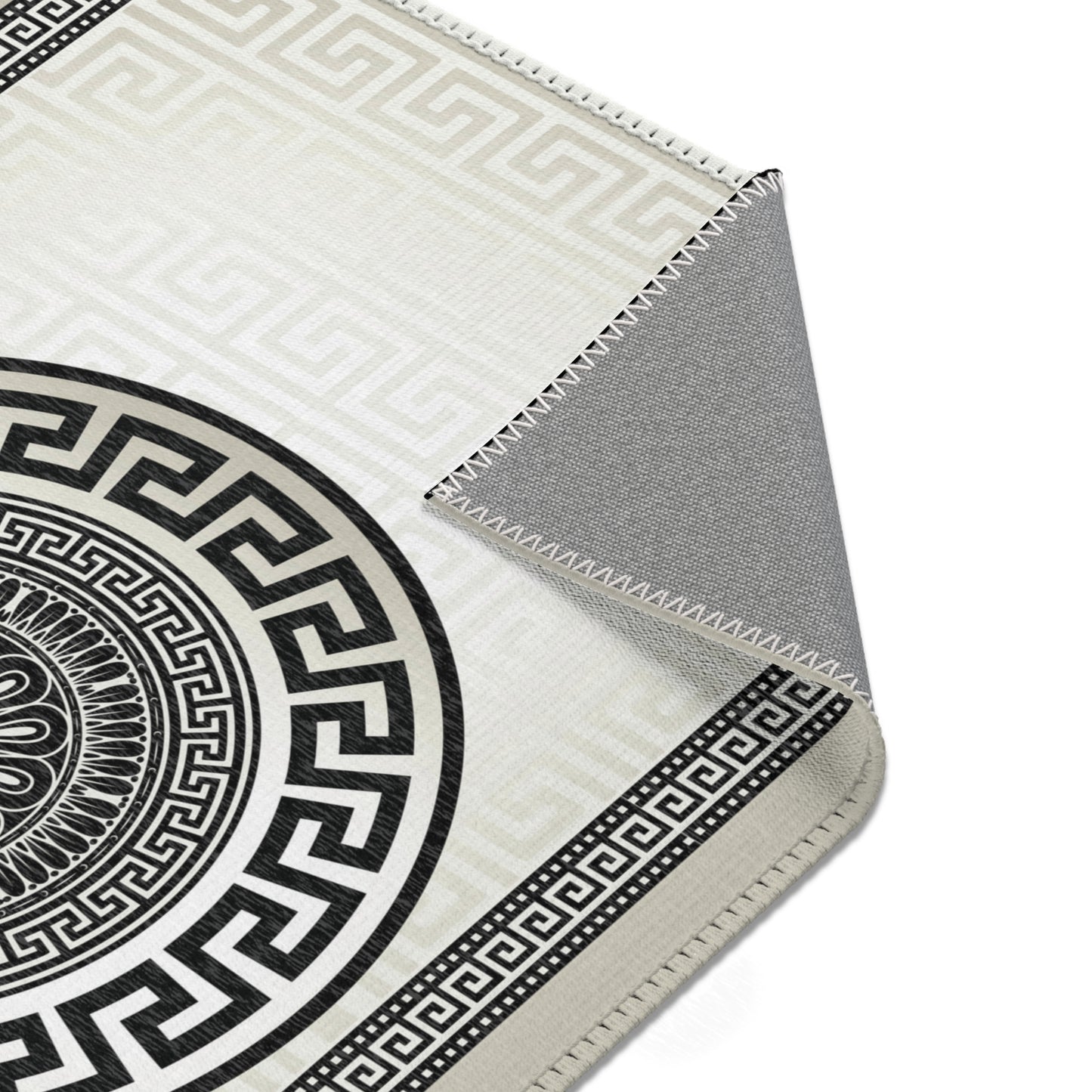 Greek Keys Tan Black Area Rugs