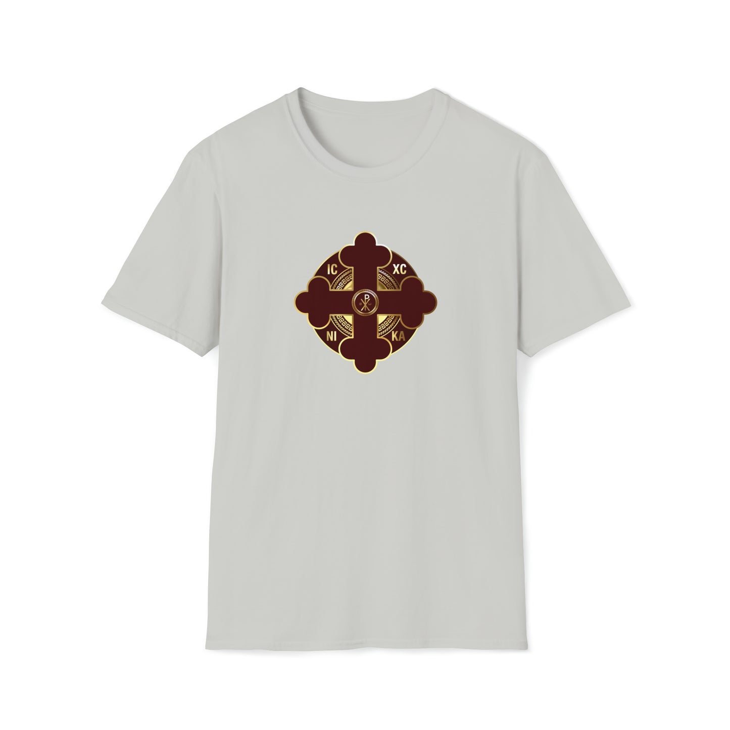 Greek Orthodox Cross Gold Maroon Softstyle T-Shirt