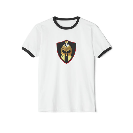 Spartan Helmet Gold Unisex Cotton Ringer T-Shirt