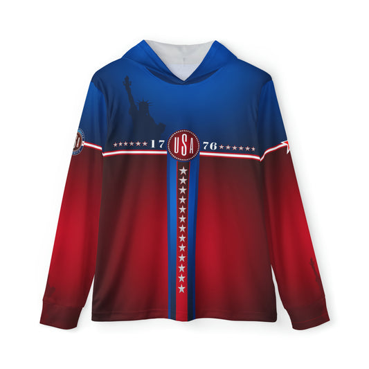 USA Blue Red Stars Men's Sports Warmup Hoodie