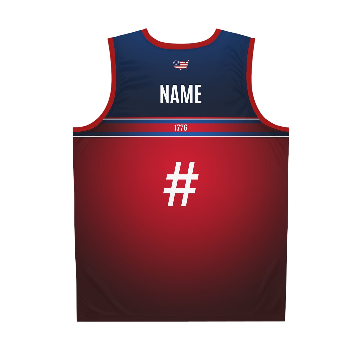 USA Red Blue White Trim - Basketball Jersey