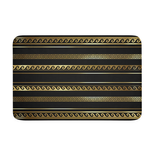 Greek Key Gold Black Memory Foam Bath Mat