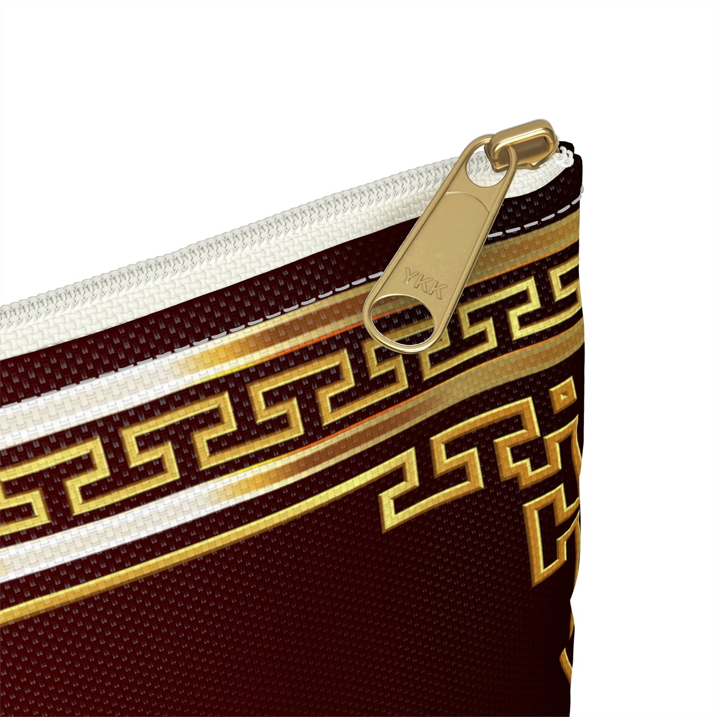 Greek Key Gold Maroon Accessory Pouch