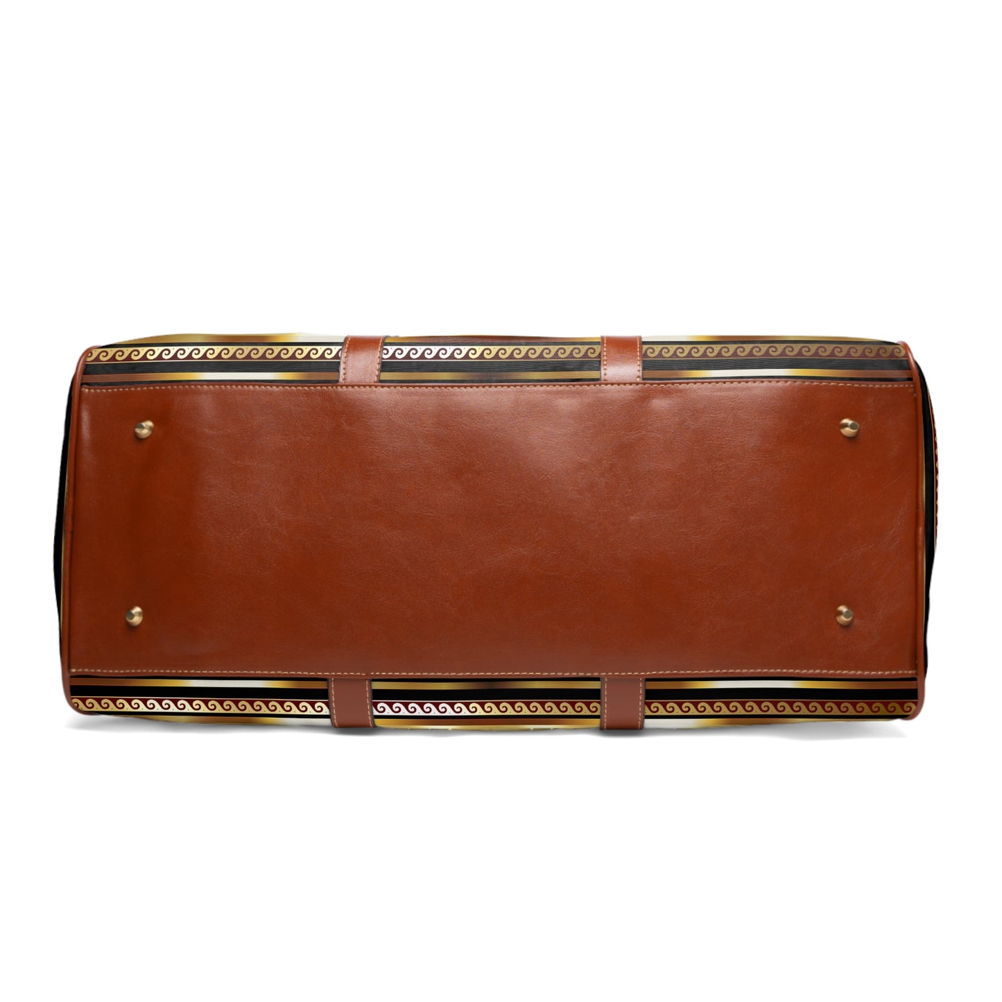 Brown Gold Greek Key Waterproof Travel Bag
