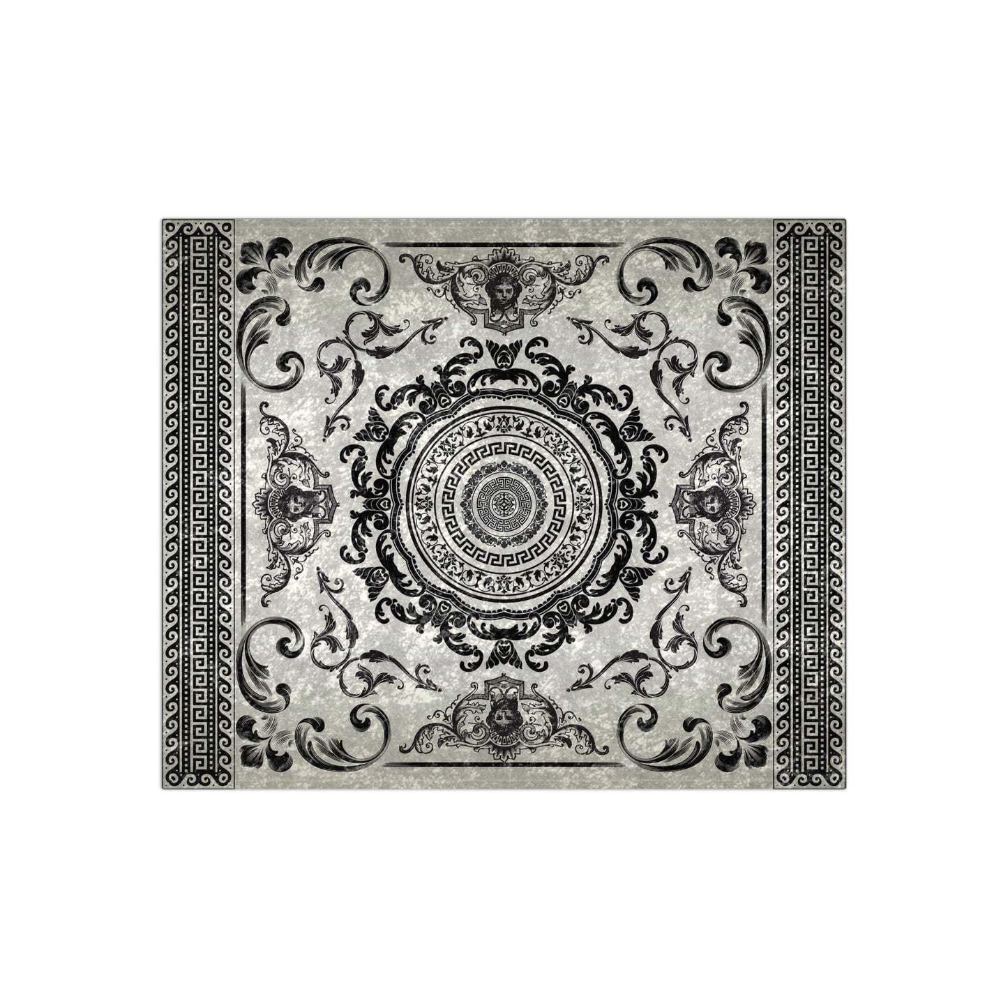 Greek Key Black Cream Angels Crushed Velvet Blanket