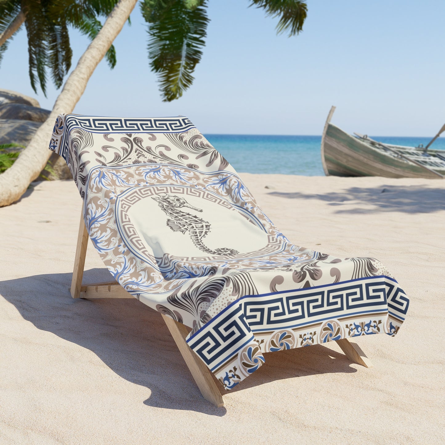 Seahorse Greek Key Beach Towel