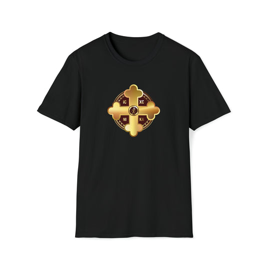 Greek Orthodox Cross Gold Maroon Softstyle T-Shirt