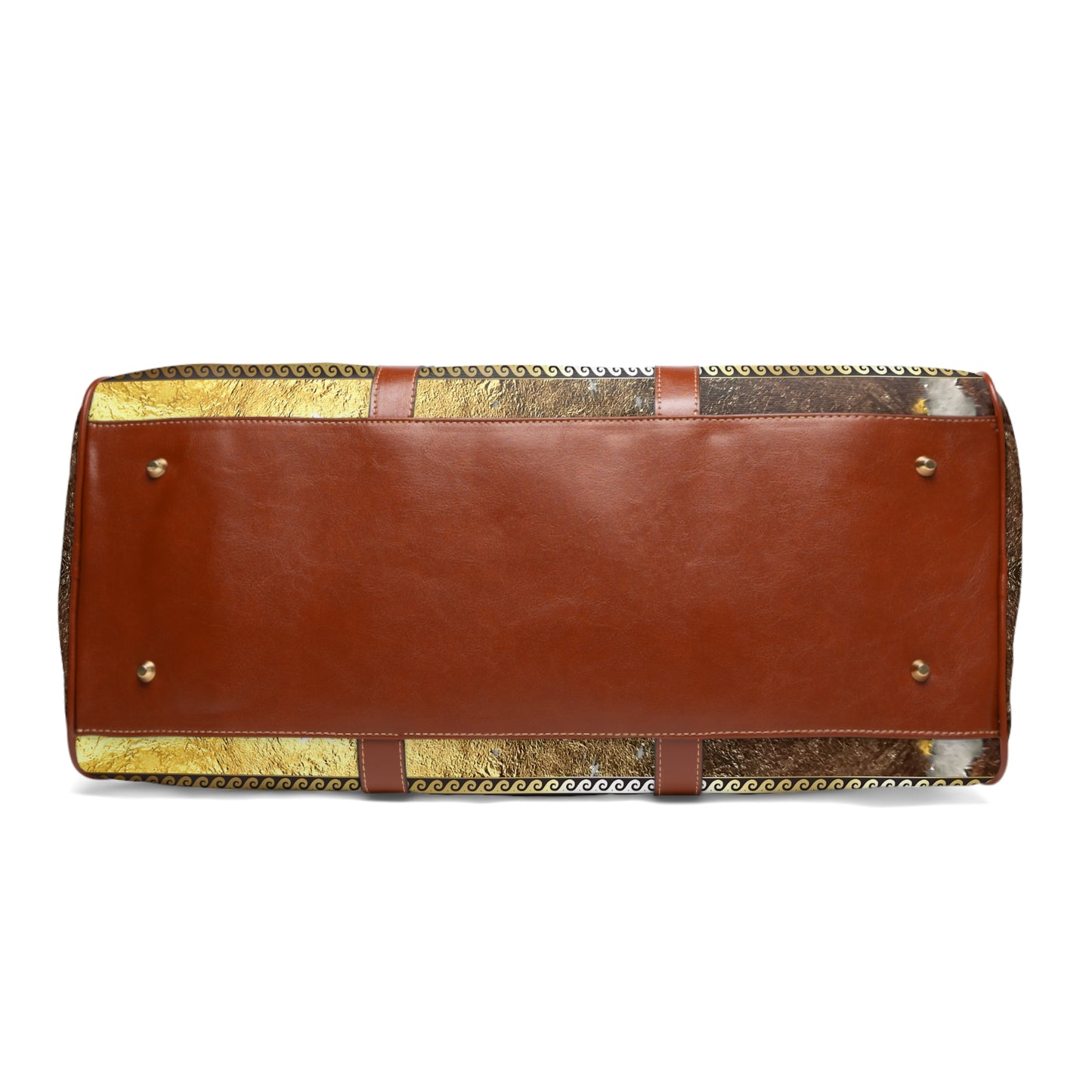 Maroon Black Red Gold Greek Key Waterproof Travel Bag