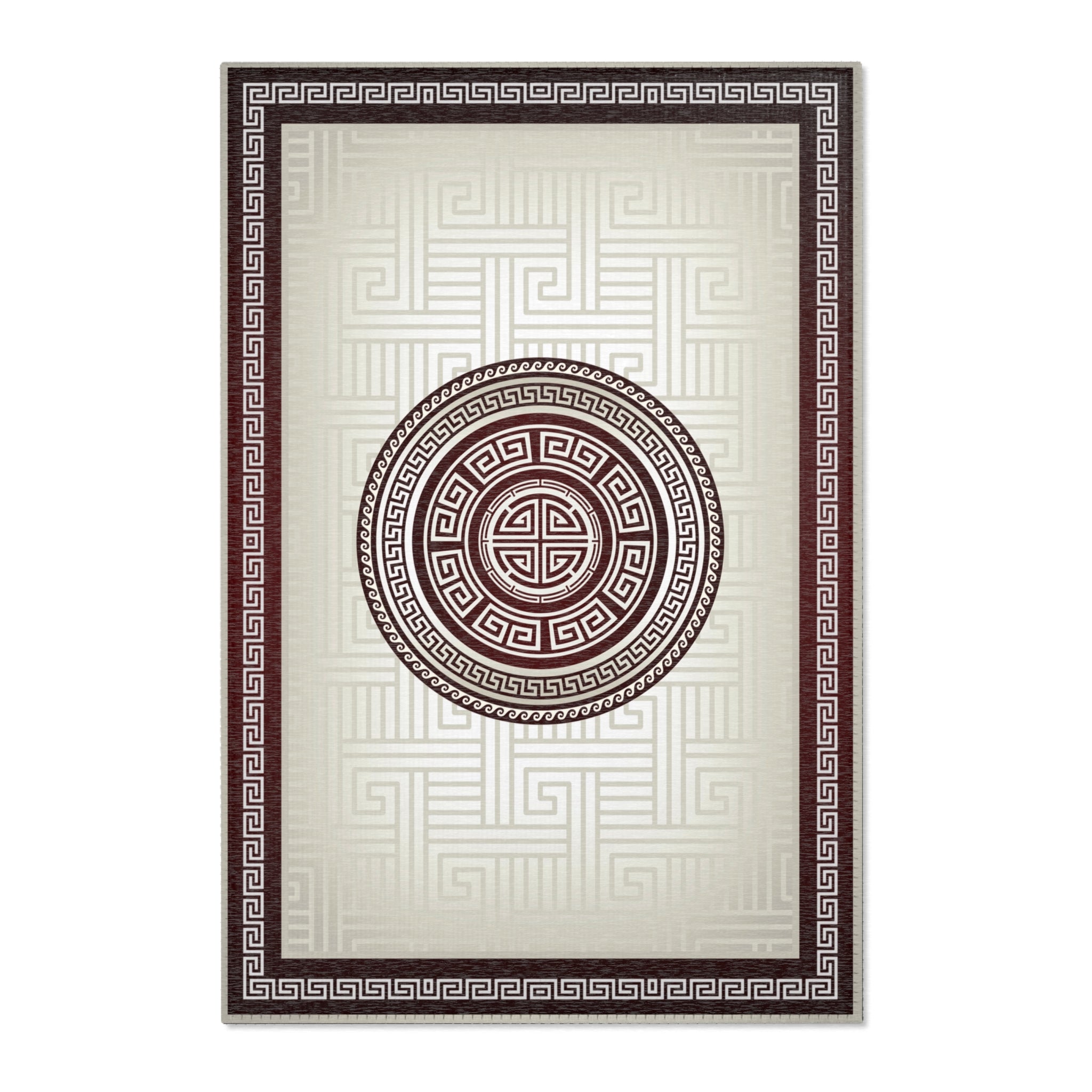 Greek Keys Tan & Maroon Area Rugs – Yiorgos Designs