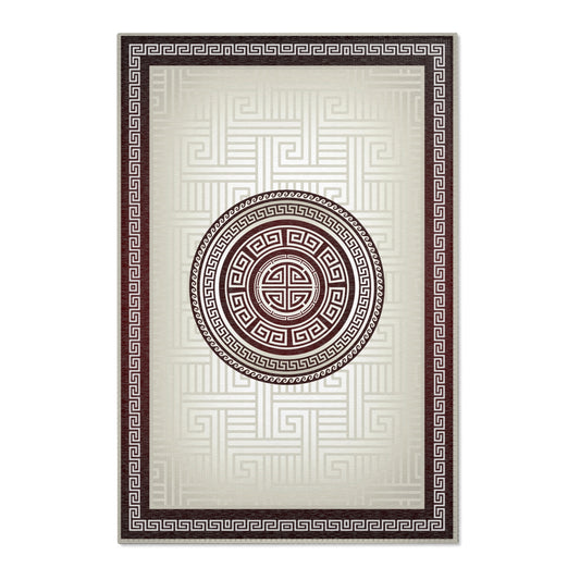 Greek Keys Tan & Maroon Area Rugs