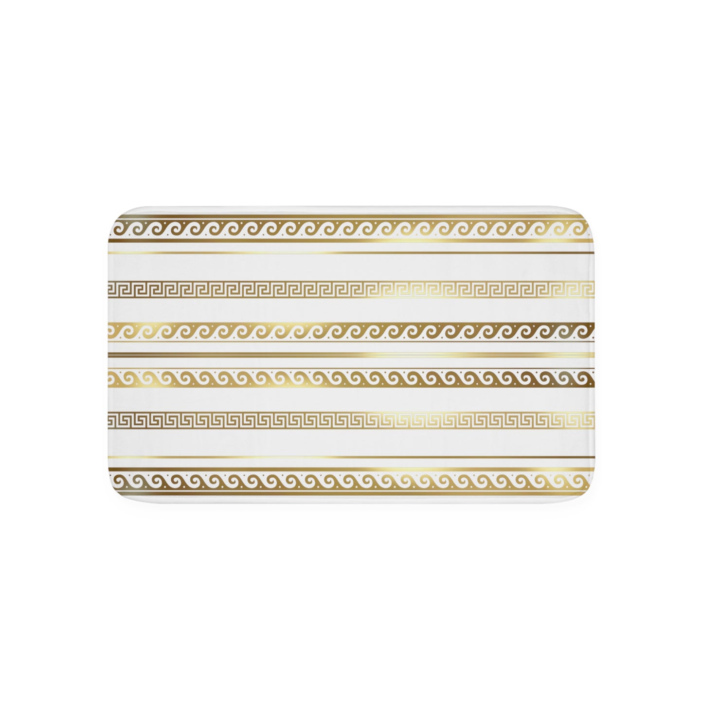 Greek Key Gold White Memory Foam Bath Mat