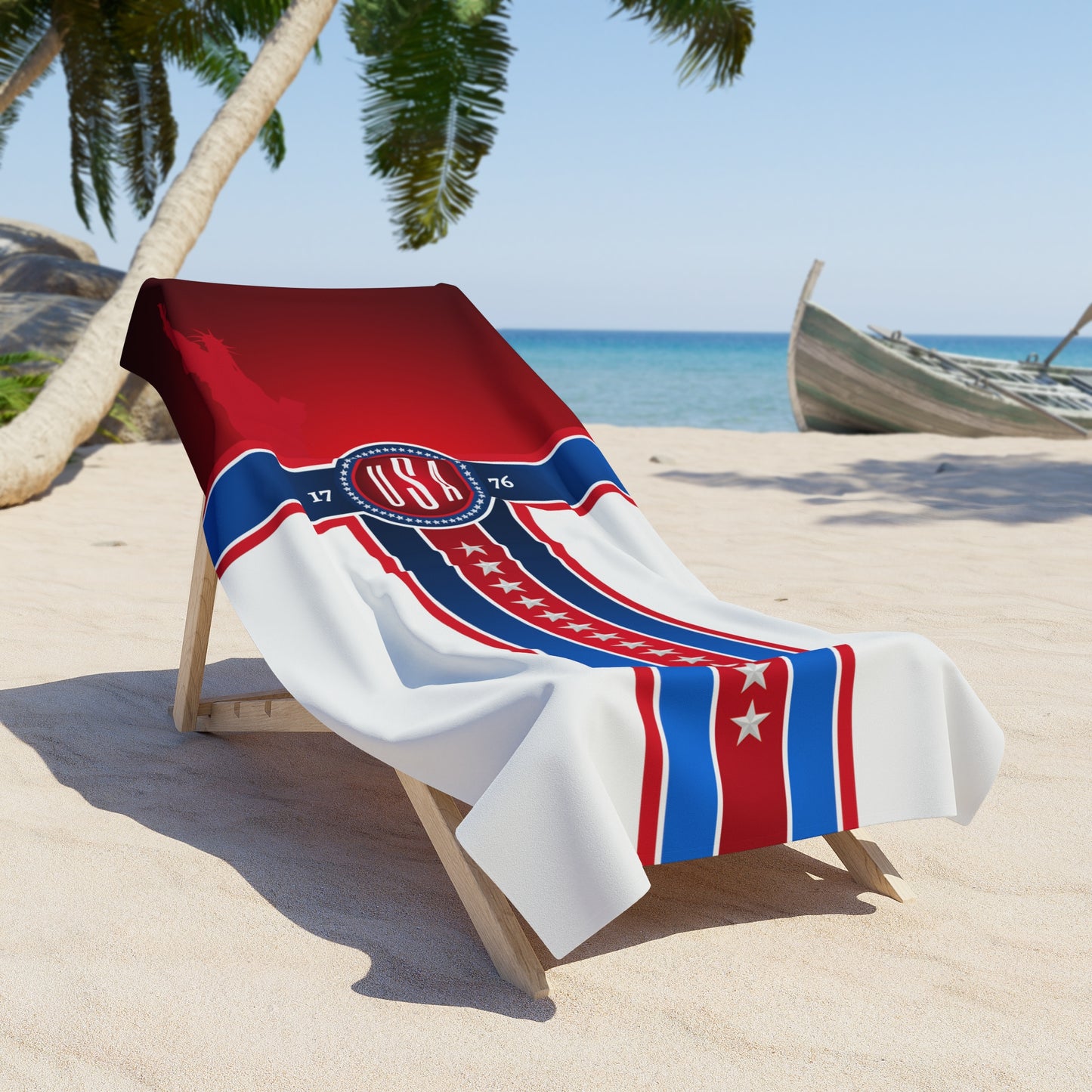 USA Red White Blue Beach Towel