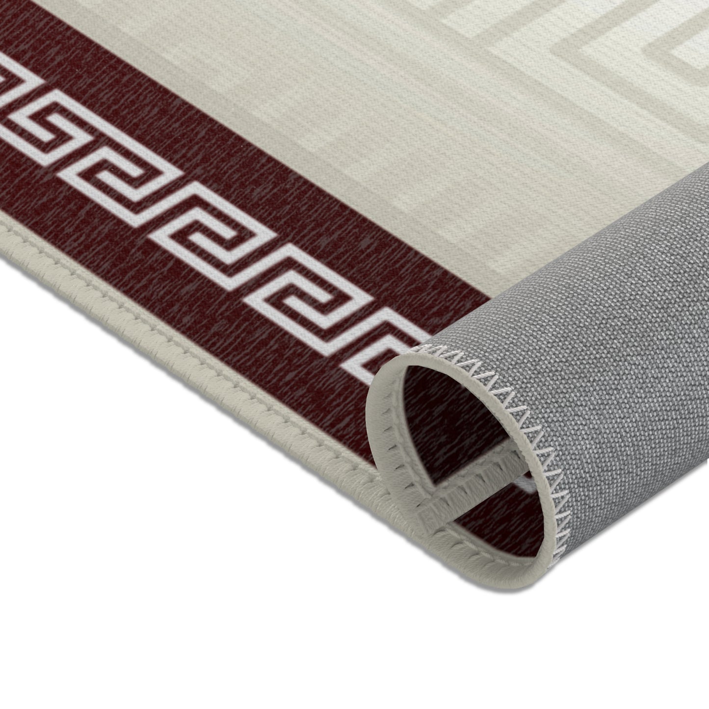 Greek Keys Tan & Maroon Area Rugs