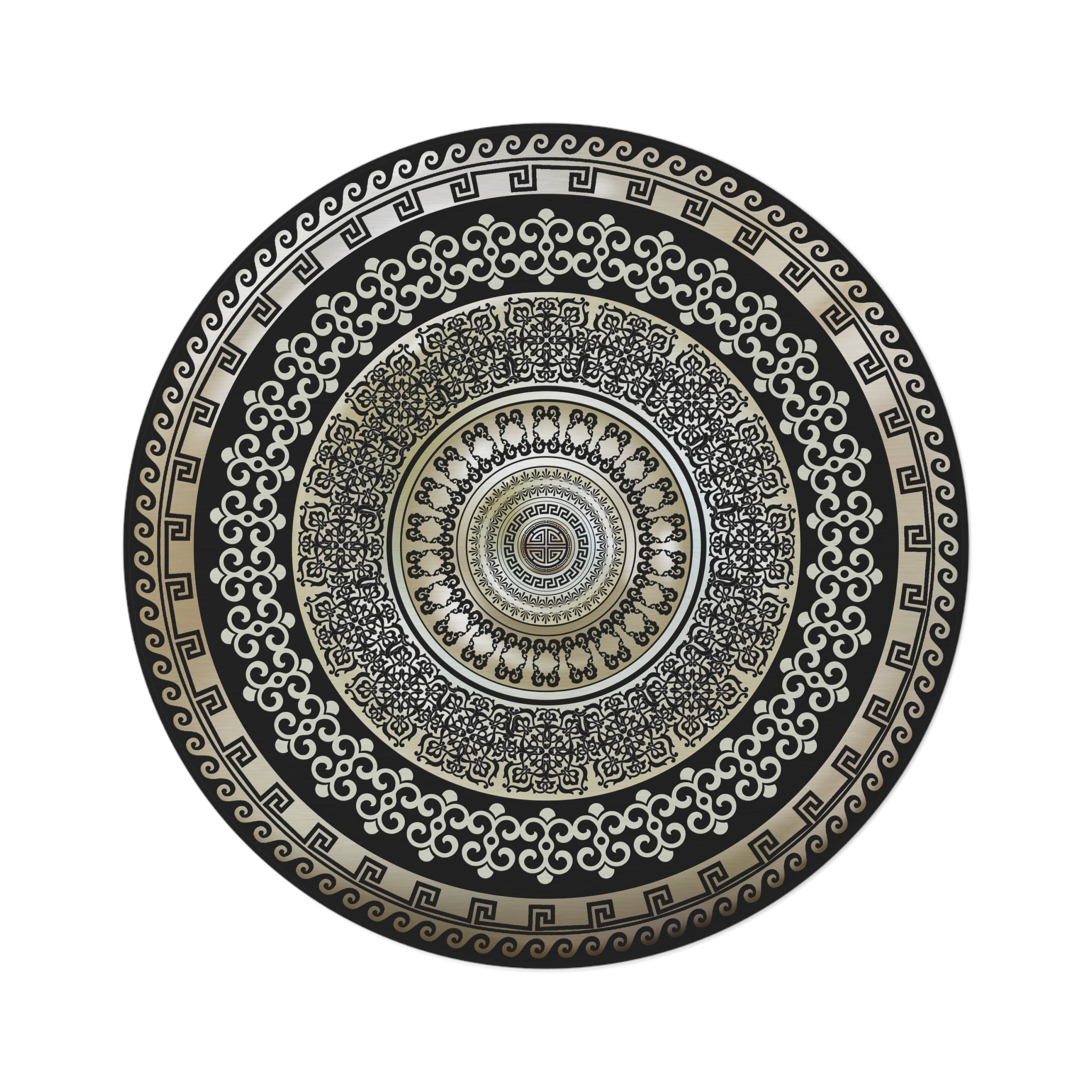 Round Baroque Rug Greek Key Black Beige Ornate Baroque Round Rug – Yiorgos Designs