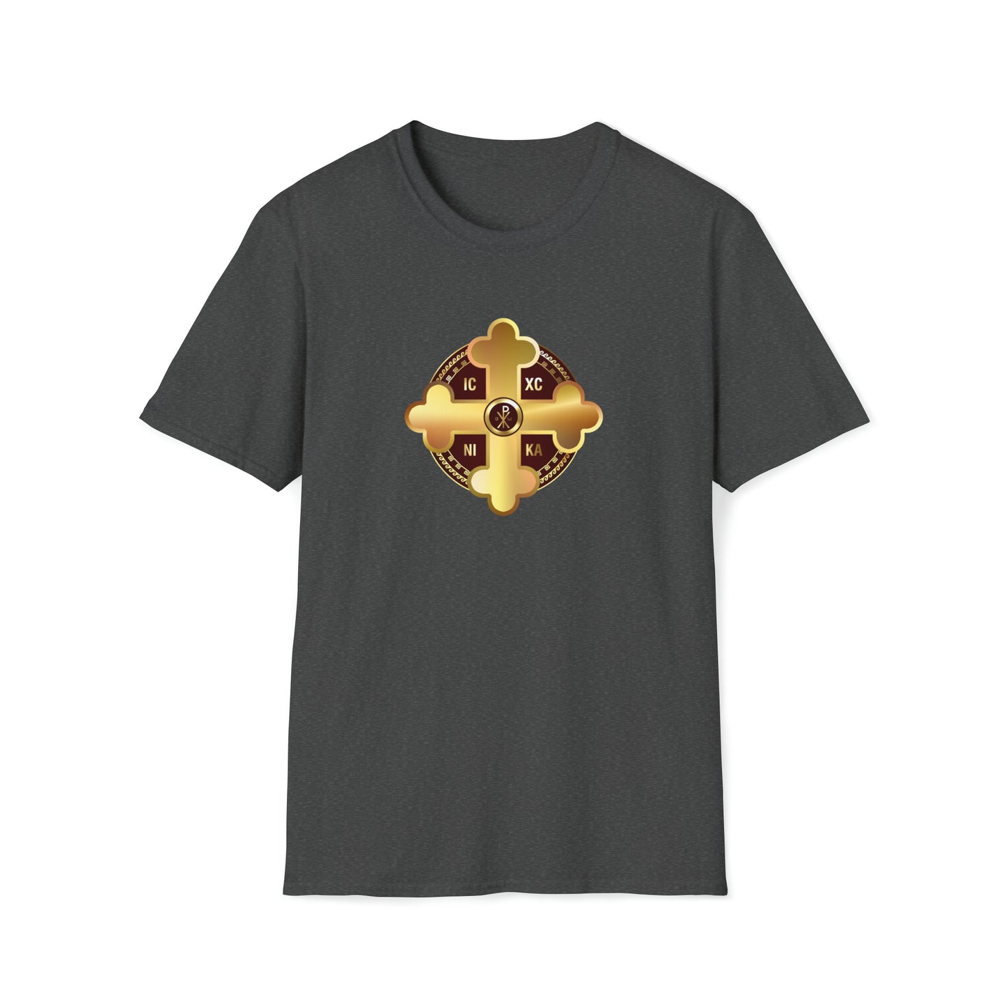 Greek Orthodox Cross Gold Maroon Softstyle T-Shirt