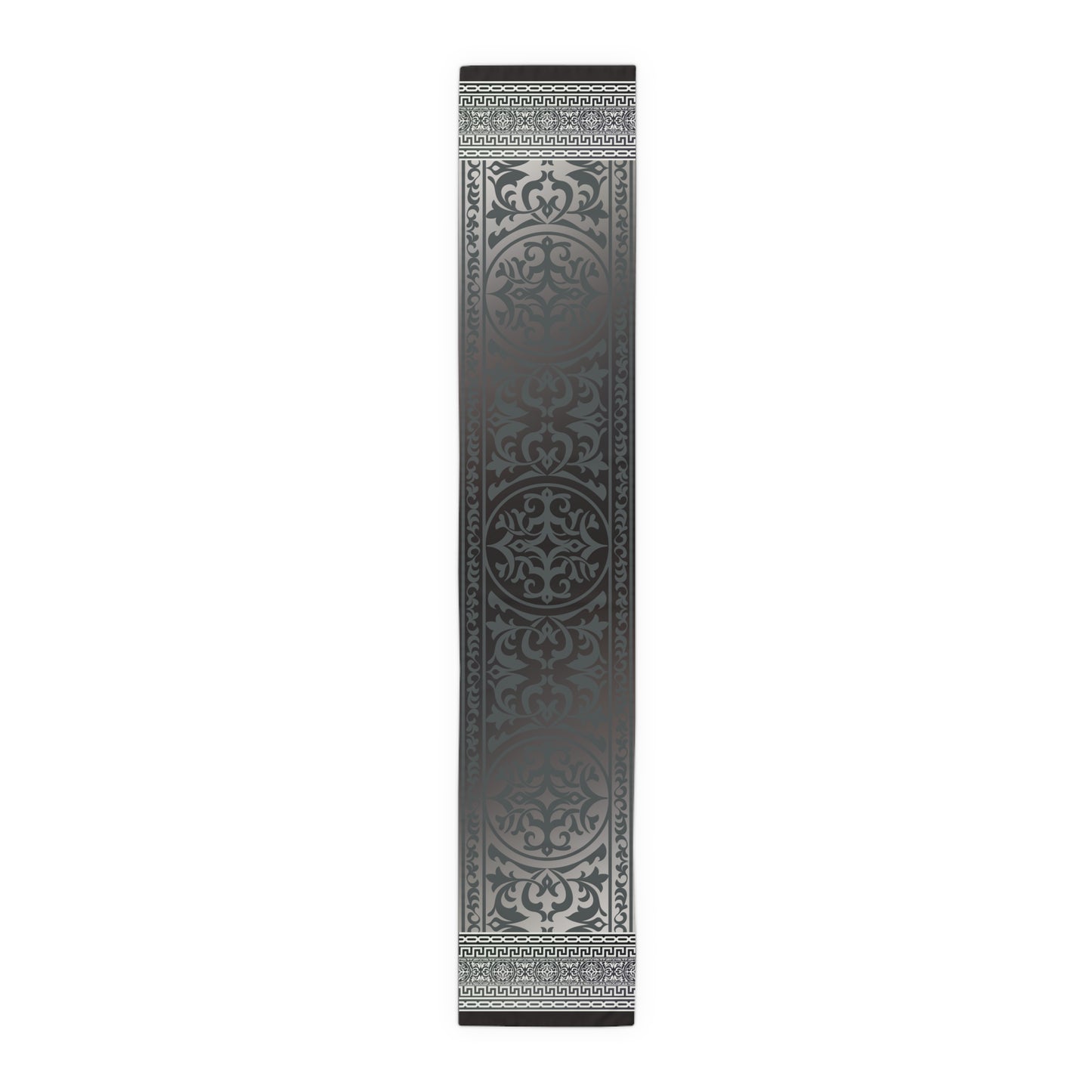 Greek Key Ornate Baroque Bronze Black GrayTable Runner (Cotton, Poly)